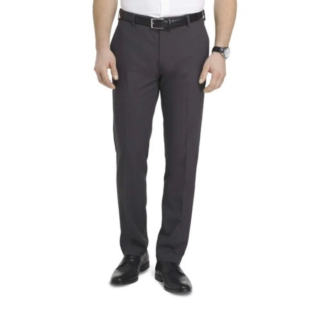 Van Heusen Men’s Charcoal Traveler Flat Front Stretch Dress Pant Size 32x32 NWOT